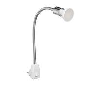 ledscom.de Prise de courant LESCH Lampe de lecture col de cygne, interrupteur, chrome in mpoule LED GU10 4,888W 450lm 100° blanc