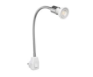 ledscom.de Prise de courant LESCH Lampe de lecture col de cygne, interrupteur, chrome in mpoule LED GU10 réflecteur 5,558W 535lm 30° blanc