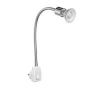 ledscom.de Prise de courant LESCH Lampe de lecture col de cygne, interrupteur, chrome incl. ampoule LED GU10 504lm 44° blanc