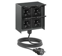 ledscom.de Prise extérieure quadruple STEDDA avec câble de 2 m, IP44, acier inoxydable anthracite, forme carrée, prises pour le jardin, la terrasse et l'extérieur