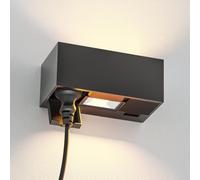 ledscom.de Prise murale WAST pour l'extérieur, IP44, double, anthracite, avec éclairage LED vers le haut et vers le bas, 791 lm, blanc chaud