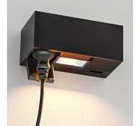 ledscom.de Prise murale WAST pour l'extérieur, IP44, double, noir, y compris LED Downlight, 430 lm, blanc chaud