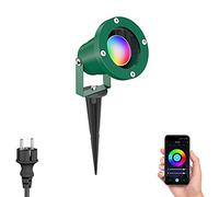 ledscom.de Projecteur de jardin DUK avec piquet de terre pour l'extérieur, IP65, fiche, vert, incl. Smart Home RGBW GU10 lampe LED 473lm