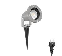 ledscom.de Projecteur de jardin LED DUK gris avec piquet de terre pour l'extérieur, IP65, ampoule GU10 incluse (blanc chaud, 7,6W, 1103lm, 33°)