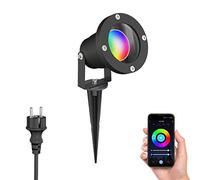 ledscom.de Projecteur de jardin LED DUK noir Piquet de terre pour l'extérieur, aluminium, IP65, y compris Smart Home RGBW GU10 lampe LED, 5,41W, 473lm