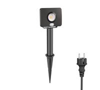 ledscom.de Projecteur de jardin LED Wega avec piquet de terre et socle de 15cm pour l'extérieur avec détecteur de mouvement, noir, 10,837W, 944lm, blanc chaud