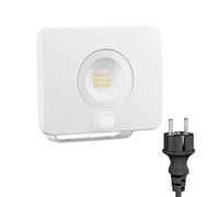 ledscom.de Projecteur de jardin LED WEGA pour l'extérieur, IP44, détecteur de mouvement, fiche, 11,7 W, 951lm, blanc chaud