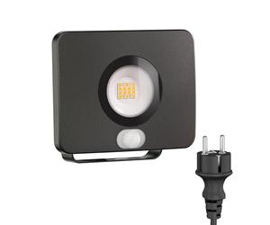 ledscom.de Projecteur de jardin LED WEGA pour l'extérieur, IP44, détecteur de mouvement, fiche, noir, 11,4 W, 944lm, blanc chaud