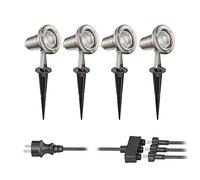 ledscom.de Projecteur de jardin MUK avec piquet de terre pour l'extérieur, acier inoxydable, 24,66W chacun 483lm 30° blanc chaud 4er Set