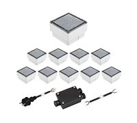ledscom.de Set de 10 pavés LED CUS Lampe de sol pour l'extérieur, blanc froid, 230V, 10x10cm