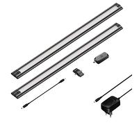 ledscom.de Set de 2 lampes LED sous plan SIRIS noir mat avec variateur tactile, plat, 50cm chacun, 655lm chacun, blanc