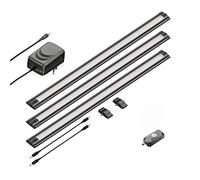 ledscom.de Set de 3 lampes LED sous châssis SIRIS noir mat avec détecteur de mouvement, plat, 50cm chacun, 531lm chacun, blanc chaud