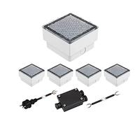 ledscom.de Set de 5 pavés LED CUS Lampe de sol pour l'extérieur, bleu, IP67, 230V, 10x10cm