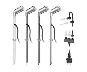 ledscom.de Spico projecteur de jardin à LED avec piquet de terre pour l'extérieur IP44 105lm chacun blanc chaud 4er Set