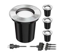 ledscom.de Spot encastré dans le sol BOJA pour l'extérieur inox rond IP67 108mm Ø incl. LED GU5.3 (blanc chaud, 23,5W, 430lm chacun, 100°) 4er Set