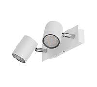 ledscom.de Spot mural WAIKA, à deux flammes, avec interrupteur, blanc mat, incl. ampoules LED GU10 227lm blanc chaud chacune