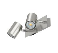 ledscom.de Spot mural WAIKA, à deux flammes, avec interrupteur, inox mat, incl. LED GU10 (blanc, 8,2W chacun, 1179lm, 33°)