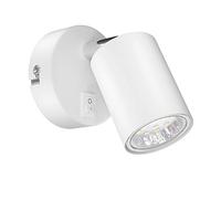 ledscom.de Spot mural WAIKA, à une flamme, avec interrupteur, GU10, blanc mat, ampoule GU10 LED incluse (blanc chaud, 2,339W, 227lm, 110°)
