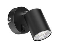 ledscom.de Spot mural WAIKA, à une flamme, avec interrupteur, GU10, noir mat, ampoule GU10 LED incluse (blanc, 2,076W, 206lm, 110°)