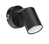 ledscom.de Spot mural WAIKA, à une flamme, avec interrupteur, GU10, noir mat, incl. ampoule LED GU10 630lm, blanc chaud