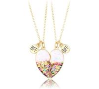LEDSHLIU Amitié Pendentif Collier Ensemble Meilleurs Amis Collier BFF Collier Coeur Violet Collier pour 2 Filles Cadeau D'anniversaire