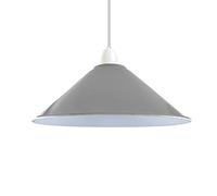 LEDSone - Abat-jour en métal à montage facile - Style rétro industriel - Suspension pour plafond - Éclairage pour cuisine et salle à manger - 22 cm - Abat-jour conique - Luminaire E27 (Cône - Gris)