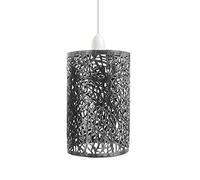 LEDSONE Abat-jour vintage en métal de cage à tambour argenté brossé 15 cm Ajustement facile pour plafond Lampe de plafond suspendue industrielle pour cuisine, chambre, loft, couloir