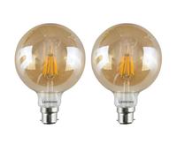 LEDSone Ampoule LED Edison Vintage G125, 4W (équivalent 40W), E27, Blanc Chaud 2700K, Non Dimmable, Filament Spirale, Économie d’Énergie, Globe Décoratif pour Suspension, Noël et Maison (PACK 2)
