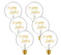 LEDSone Ampoule LED Edison Vintage G125, 4W (équivalent 40W), E27, Blanc Chaud 2700K, Non Dimmable, Filament Spirale, Économie d’Énergie, Globe Décoratif pour Suspension, Noël et Maison (PACK OF 6)