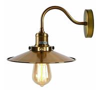 LEDSone Applique murale chromée industrielle rétro Vintage, avec bras à col de cygne, abat-jour avec abat-jour plat, raccord de support E27 (Laiton jaune)