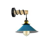 LEDSone Applique Murale, Design rétro Industriel, Bois & métal, éclairage Salon & Chambre, Douille E27 (Bleu)