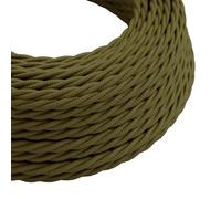 LEDSone Câble d'éclairage flexible en tissu tressé à 3 conducteurs de 5 m de long pour lampes suspendues industrielles ou autres appareils (vert kaki)