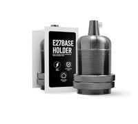 LEDSone Douille E27 vintage en nickel satiné pour ampoule Edison industrielle rétro pour suspension ou applique murale - Convient pour les abat-jours - 1 pièce