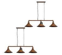 LEDSone Industrial 3 Way Vintage Retro Style, Steampunk Pipe Bar with Lamp Shade Pendant Fitting Metal Pipe Lighting Ceiling Chain Fixture Light (2 paquet)