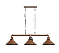 LEDSone Industrial 3 Way Vintage Retro Style, Steampunk Pipe Bar with Lamp Shade Pendant Fitting Metal Pipe Lighting Ceiling Chain Fixture Light (1 paquet)