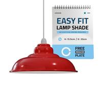LEDSone Industrial Ceiling Pendant Light Shades, Retro Vintage Style Curvy Shaped Pendant Lamp Shade for Pendant Ceiling Lights (Rouge semi-courbé)