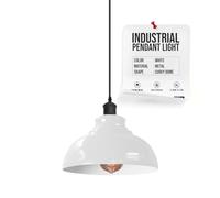 LEDSone Industriel Suspension Luminaire Rétro Lustre Plafonnier Vintage Lampe Éclairage de Plafond Abat-jour en Métal pour Restaurant Salon Chambre Cuisine Couloir Bar (Blanc)