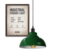 LEDSone Industriel Suspension Luminaire Rétro Lustre Plafonnier Vintage Lampe Éclairage de Plafond Abat-jour en Métal pour Restaurant Salon Chambre Cuisine Bar Couloir (Vert)