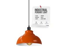 LEDSone Industriel Suspension Luminaire Rétro Lustre Plafonnier Vintage Lampe Éclairage de Plafond Abat-jour en Métal pour Restaurant Salon Chambre Cuisine Couloir Bar (Orange)