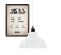 LEDSone Industriel Suspension Luminaire Rétro Lustre Plafonnier Vintage Lampe Éclairage de Plafond Abat-jour en Métal pour Restaurant Salon Chambre Cuisine Bar Couloir (Blanc)