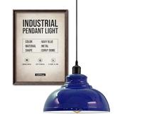 LEDSone Industriel Suspension Luminaire Rétro Lustre Plafonnier Vintage Lampe Éclairage de Plafond Abat-jour en Métal pour Restaurant Salon Chambre Cuisine Bar Couloir (Bleu Marine)