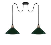 LEDSone Lampe araignée à 2 têtes avec câbles réglables de 2 m, abat-jour conique en métal vintage industriel de 22 cm, luminaire suspendu au plafond pour salon, cuisine, bar, café