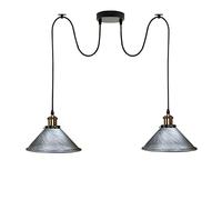 LEDSone Lampe araignée à 2 têtes avec câbles réglables de 2 m, abat-jour conique en métal vintage industriel de 22 cm à suspendre au plafond pour salon, cuisine, bar, café