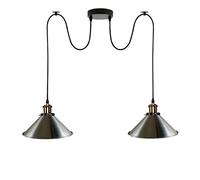 LEDSone Lampe araignée à 2 têtes avec câbles réglables de 2 m, abat-jour conique en métal vintage industriel de 22 cm à suspendre au plafond pour salon, cuisine, bar, café