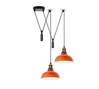 LEDSone Lampe araignée suspendue à 2 têtes, abat-jour en métal de 29 cm, cordon réglable de 195 cm, culot d'ampoule Vintage Edison 60 W E27, éclairage rétro industriel, lampe (Orange)
