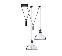 LEDSone Lampe araignée suspendue à 2 têtes, abat-jour en métal de 29 cm, cordon réglable de 195 cm, culot d'ampoule Vintage Edison 60 W E27, éclairage rétro industriel, lampe (Chrome)