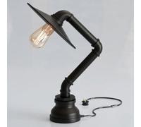 LEDSone Lampe de table en forme de pipe à eau, style vintage industriel steampunk, style rustique en cuivre brossé, idéal pour une table de chevet ou un bureau (Noir)