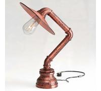 LEDSone Lampe de table en forme de pipe à eau, style vintage industriel steampunk, style rustique en cuivre brossé, idéal pour une table de chevet ou un bureau (Rouge rustique)