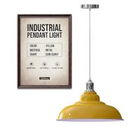 LEDSone Lampe suspendue vintage de style rétro industriel orange avec abat-jour en métal 32 cm, kit d'éclairage UK E27 (orange) (Jaune)