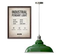 LEDSone Lampe suspendue vintage de style rétro industriel orange avec abat-jour en métal 32 cm, kit d'éclairage UK E27 (Vert)